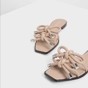 Square Toe Double Bow Slides